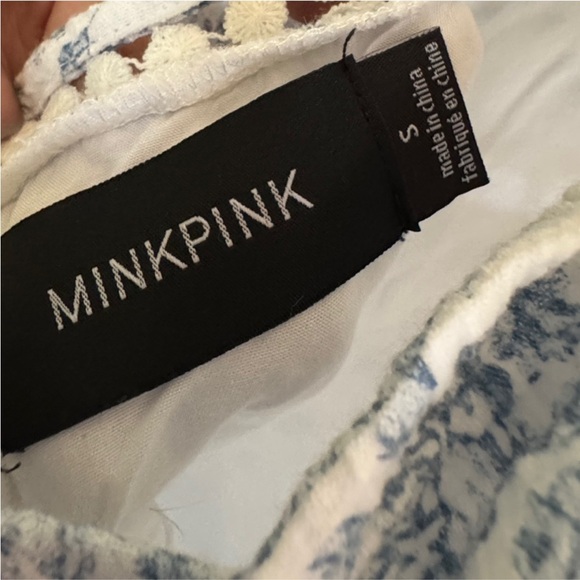 MINKPINK Skye Rose Blue and White Floral Print Mini Dress small - Picture 6 of 8